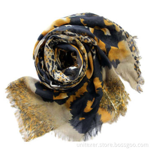 Leopard-printed Scarf, Fashion Design, Made of Bamboo ViscoseNew